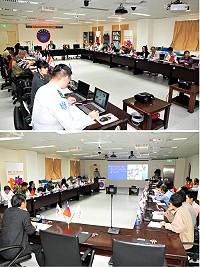 縣府動員、災防、戰綜三合一會報昨天進行106年第1次定期會議兵棋推演預演,由副召集人副縣長王忠銘主持。(圖/文:曹重偉)