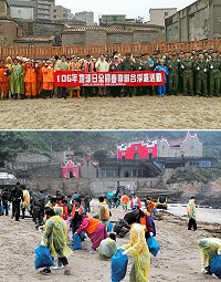 響應地球日,環境資源局18日與馬防部聯合舉辦106年度地球日全國春季聯合淨灘活動;縣長劉增應、指揮官楊海明專程到場參加,並與大家一起彎腰淨灘,為潔淨馬祖貢獻心力。(圖/文:曹重偉)