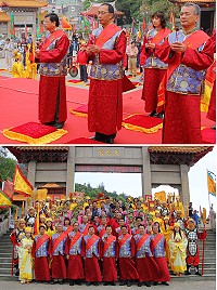 上圖:指揮官上香祈福。下圖:活動結束後共同合影。(圖/文:鄭凱仁)