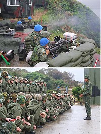 上圖:官兵實施射擊。下圖:楊指揮官對53梯弟兄實施精神講話。(圖/文:鄭凱仁)