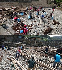 響應世界地球日,東引鄉公所辦理淨灘活動,吸引百位鄉親參與。(圖:東引鄉公所)