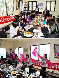 YWCA中華民國基督教連江縣女青年會23日配合全球各地友會,舉辦世界最長早餐日暨婦女性平權益講座,理事長鄭嬌英還與姊妹們獻上新舞蹈「荷塘月色」,贏得全場熱烈掌聲。(圖/文:曹重偉)