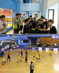 今年度全國少年籃球錦標賽登場,馬祖聯隊昨天上午11時30分首戰新北龍埔國小,教育處長陳冠人、校長吳健忠專程前往球場為小球員們加油打氣。(圖:連江縣政府教育處)