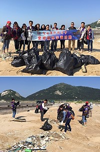 國際同濟會台灣總會桃園區馬祖國際同濟會,28日北竿淨灘響應環保。(圖/文:陳鵬雄)