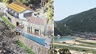 芹壁著名的「雲記書齋」將在后澳大澳山出現,書齋民宿外觀融入地景頗有特色,居高臨下地形讓民宿呈現另類視野。(圖:陳紫開)