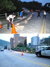 南竿昨日再次發生車輛漏油,一共造成4名機車騎士摔傷,環資局已協請警方追查肇事者將予以開罰。(圖/文:馮紹夫)