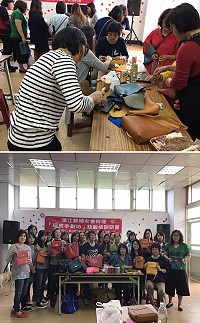 連江縣婦女會「玩皮手創坊」研習活動西莒登場,婆婆媽媽聚精會神製作,當作是送給自己的母親節最佳禮物。(圖/文:宋幸儒)