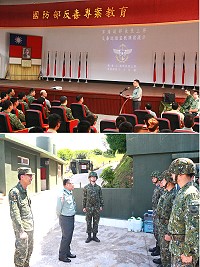 上圖:國防部副部長張上將實施精神講話。下圖:張副部長視導69據點,慰勉官兵辛勞。(圖/文:吳誌益)