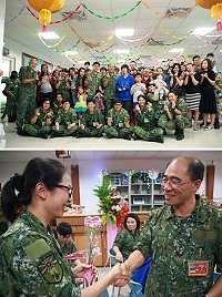　東引地區指揮部舉辦母親節感恩茶會，向勞苦功高的媽媽們獻上感恩與祝福。（圖：東引指揮部） 