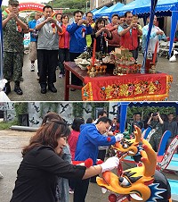 2017莒光鄉海上龍舟賽祈風點睛下水典禮16日上午在東莒猛澳港舉行。(圖/文:宋幸儒)