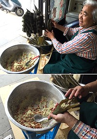 端午節近了,北竿粽子達人王金蓮女士每日包數百顆粽子,每天都銷售一空。(圖/文:陳鵬雄)