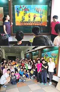 東引國小「2個人的畢業美展」,陳邑瑄、王晧宇向師長、學弟妹解說自己的繪畫創作。(圖:東引國小)