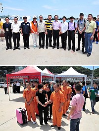 　端午節前夕，內政部移民署23日在南竿福澳港執行偷渡犯遣返作業，在兩岸紅十字會見證下，交接7名（1男6女）大陸地區偷渡犯予陸方。（圖／文：曹重偉）