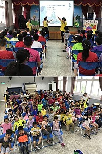 夢想蝸牛和閱讀樹前進仁愛國小說故事,以行動傳遞閱讀的種子,現場氣氛熱鬧又有趣。(圖/文:吳嘉榮)