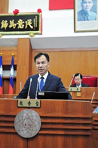 　連江縣議會第6屆第5次定期大會昨正式開議，由縣長劉增應進行施政報告暨說明。（圖／文：曹重偉）
