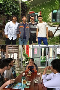台灣基本收入行動委員會成員來馬推銷無條件基本收入制度概念。(圖/文:陳鵬雄)