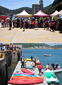 今年度水上遊憩暨水上安全教育宣導活動歡樂登場,現場還有聯合宣導攤位,吸引超過300位鄉親前往體驗清涼又歡樂的水上遊憩。(圖/文:曹重偉)