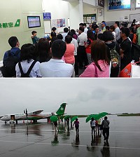 　昨日午後機場恢復開場，南北竿6班飛機全部客滿，406人搭機返台。（圖／文：馮紹夫）