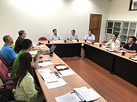 　2017年福州國際漁業博覽會參展前置協調會議14日舉行，確認馬祖展館各項規劃，廠商說明建請縣府配合事項。（圖／文：吳嘉榮）