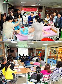 連江縣照顧服務員訓練班熱烈開課中! 26位學員們從5月20日起要接受為期14個週休日的訓練,近日展開實務課程講習,學員們面對假人要進行安寧照顧,也知道照顧老人家真的相當不容易。(圖/文:曹重偉)