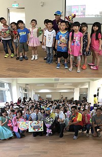 介壽國中小總務處技工劉玉清屆齡榮退,幼兒園29日舉辦盛大歡送茶會,感謝他對於學校事務的協助。(圖/文:吳嘉榮)