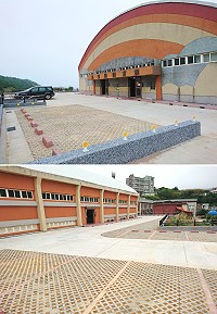 東引鄉體育館周邊地坪進行改善後,整體景觀已煥然一新。(圖/文:陳其敏)