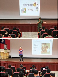 (上圖)副參謀長實施精神講話。(下圖)郭慶榮講師實施授課。(圖/文:吳誌益)