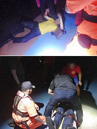一台籍遊客2日深夜11時許在福澳港區失足落海,岸巡值班人員機警發現即刻救援,好在僅手腳多處擦傷,並無大礙。(圖:第十海岸巡防總隊)