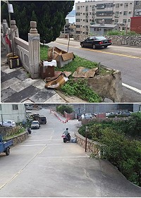 觀光旺季期間,環資局加強稽查垃圾不落地情形,6月期間在介壽村介壽堂外、福澳華光大帝廟旁、復興橋頭及珠螺路旁等地方發現5起垃圾棄置案件,經查獲確實污染行為人並依法告發處分者有4件。(圖:連江縣環境資源局)