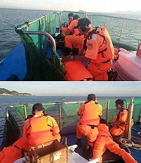 海洋巡防總局第十海巡隊10日、11日兩天與馬祖防衛指揮部舉辦聯合海上射擊訓練,齊心合力共衛海疆。(圖:馬祖海巡隊)