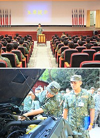 (上圖)副參謀長主持行車安全教育講習。(下圖)分組進行示範課程。(圖/文:鄭凱仁)