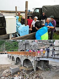 輕颱「海棠」強勢過境,縣長劉增應1日上午10時會同災防單位主管,冒雨先後前往介壽澳口、復興澳口等處現勘排水設施運作及災損情形。(圖/文:曹重偉)