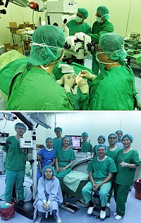 讓EYE亮起來白內障手術順利成功!由台北市立聯合醫院副總院長翁林仲領軍的專業團隊,陽明院區眼科主任張延瑞操刀,8月3日、4日兩天下來共為14位患者動手術,讓鄉親擺脫白內障的不便,眼睛再次亮起來!(圖:連江縣衛生局提供)