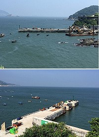 歷經年餘施工,橋仔漁港碼頭突堤延伸工程即將完工,新碼頭向外延伸約53公尺。(圖/文:陳鵬雄)