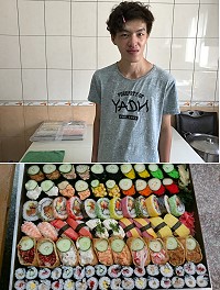 牛角鄉親第2代蔡佳瑋推出美味自製壽司,讓大家在外食時又多了一個用餐新選擇。(圖:吳嘉榮、蔡佳瑋)