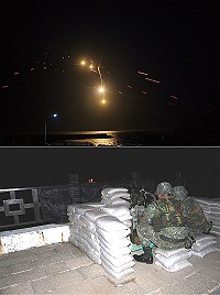 上圖:官兵射擊於夜空形成壯觀的火網。下圖:官兵於射擊前整裝待發。(圖/文:周芳煒)