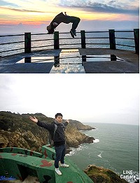　替代役李庭富在馬祖1年時間，走進各島用空翻及地板霹靂舞畫面，為馬祖美景呈現另類的生命張力。（圖：李庭富）