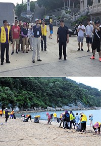響應世界海洋日,連江縣環境資源局22日上午特別在馬港沙灘舉辦淨灘,北臺區域發展推動委員會一行由基隆市副市長林永發帶隊下前往共襄盛舉,受到地方各界的熱情歡迎。(圖/文:曹重偉)