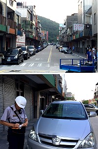 塘岐街道並排停車嚴重,北竿警察所加強宣導取締工作。(圖/文:陳鵬雄)