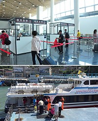 小三通北竿-黃岐航線南竿聯程專船昨日起開始試辦,首日25名乘客搭乘,作業順暢,民眾也說很方便。(圖:馮紹夫、陳鵬雄)