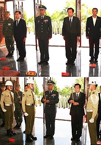 (上圖)指揮官、劉縣長與張議長共同擔任主祭。(下圖)主祭者向公殞將士獻香。(圖/文:林緯哲)