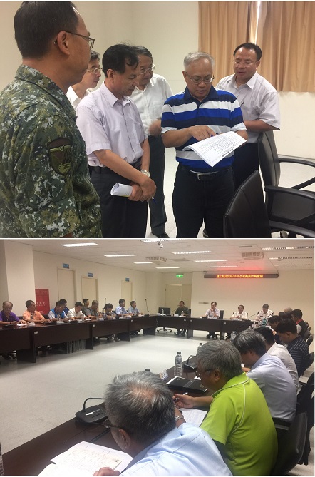 因應「泰利」來襲,災害應變中心12日召開防颱工作會議,縣長劉增應聽取馬祖氣象站主任李明昌分析颱風動態。(圖/縣災害應變中心)