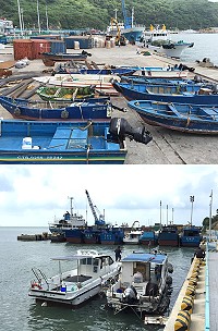 泰利颱風來勢洶洶,北竿大小船隻前往白沙避風。(圖/文:陳鵬雄)