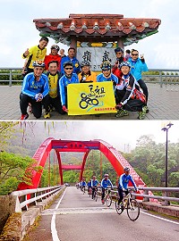 馬祖9位「醉愛馬祖」車隊單車勇腳相約臺灣2位車友20日-23日完成2017北進武嶺騎遊,行經南投奧萬大,沿路風景秀麗。(圖:臺灣車友康國惠提供)
