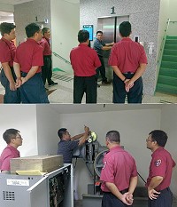 　因應高樓的密集出現，連江縣消防局特針對地區電梯救援及故障排除進行教育訓練，並針對全縣進行各電梯廠商品牌調查，以確保民眾使用安全。（圖：連江縣消防局）