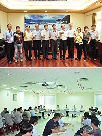 　台電總經理鍾炳利昨日拜訪府會，同時與員工進行座談。（圖／文：馮紹夫）