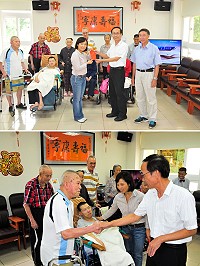　秋節送暖！台電馬祖區處特舉辦愛心關懷活動，3日上午由處長張毓哲前往拜訪大同之家致贈秋節慰問金，並一一向老人家們道聲佳節愉快。（圖／文：曹重偉）