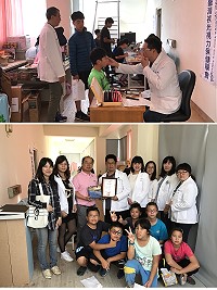 台灣視光視力保健學會創會理事長毛子奇率領視光師團隊三度抵達西莒,免費為敬恆學生檢查視力及配鏡,校長林元忠致贈感謝狀表達謝意。(圖/文:宋幸儒)