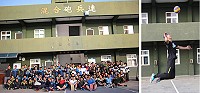 左圖:參賽官兵合影。右圖:參賽官兵殺球威力十足。(圖/文:吳俊霖)