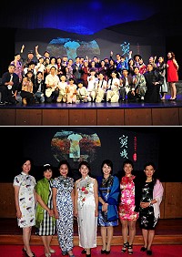 《寶姨》音樂劇南竿深情搬演,介壽堂爆滿觀眾感動落淚;多位女性觀眾特別身著典雅旗袍前來聆賞,台上台下相互輝映,形成唯美畫面。(圖/文:曹重偉)
